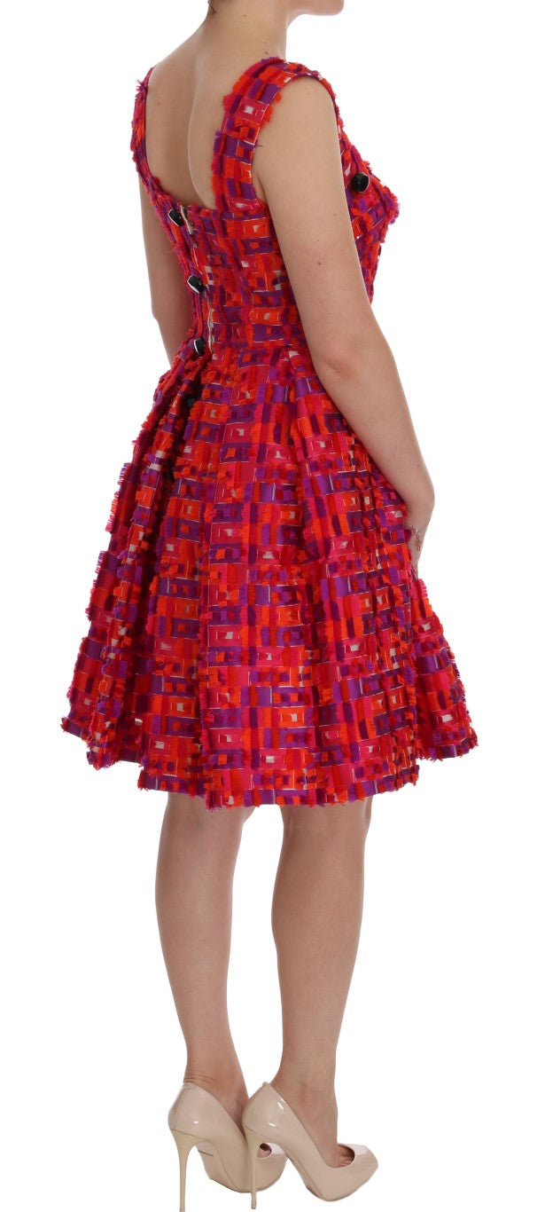 Elegante vestido rosa sin mangas de corte A