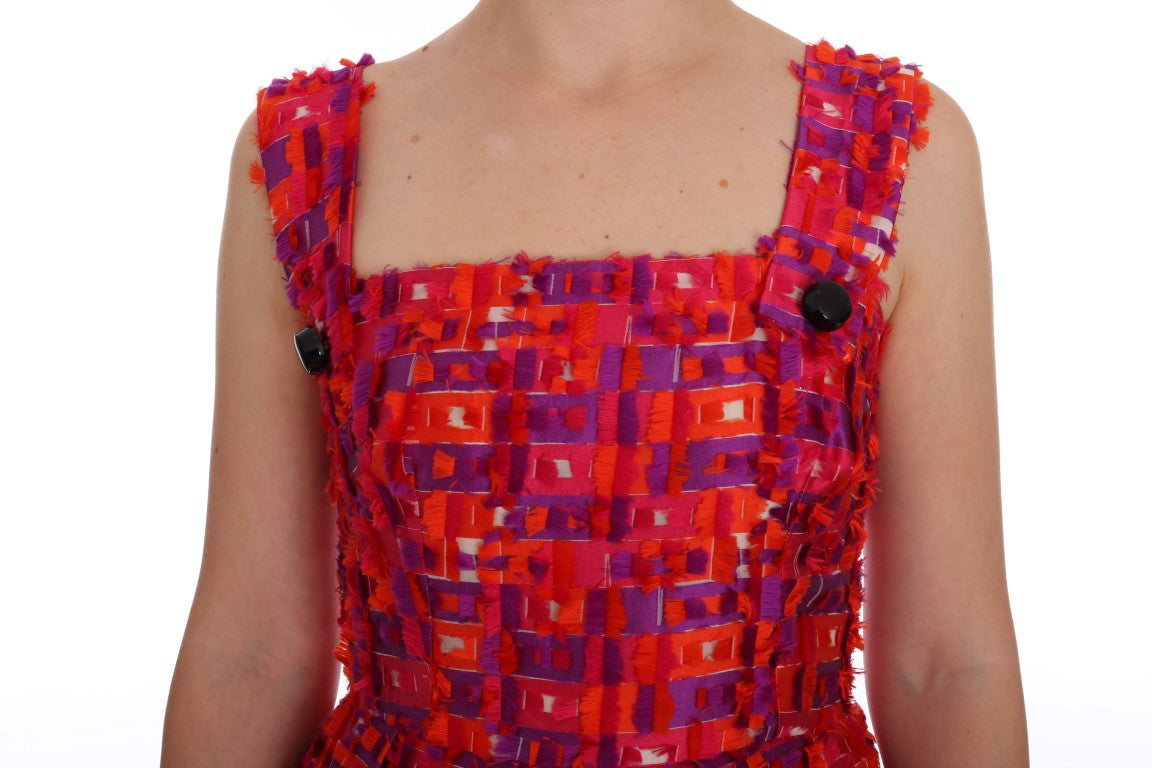 Elegante vestido rosa sin mangas de corte A