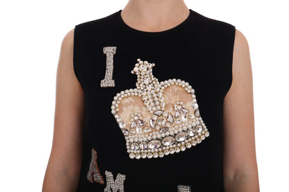 Vestido de princesa de lana negra con cristales