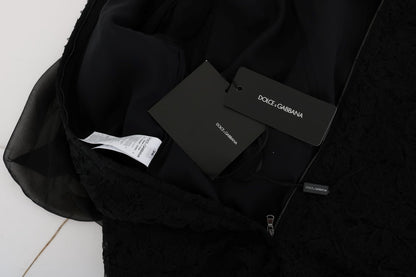 Elegante vestido recto con apliques de corazón de encaje negro
