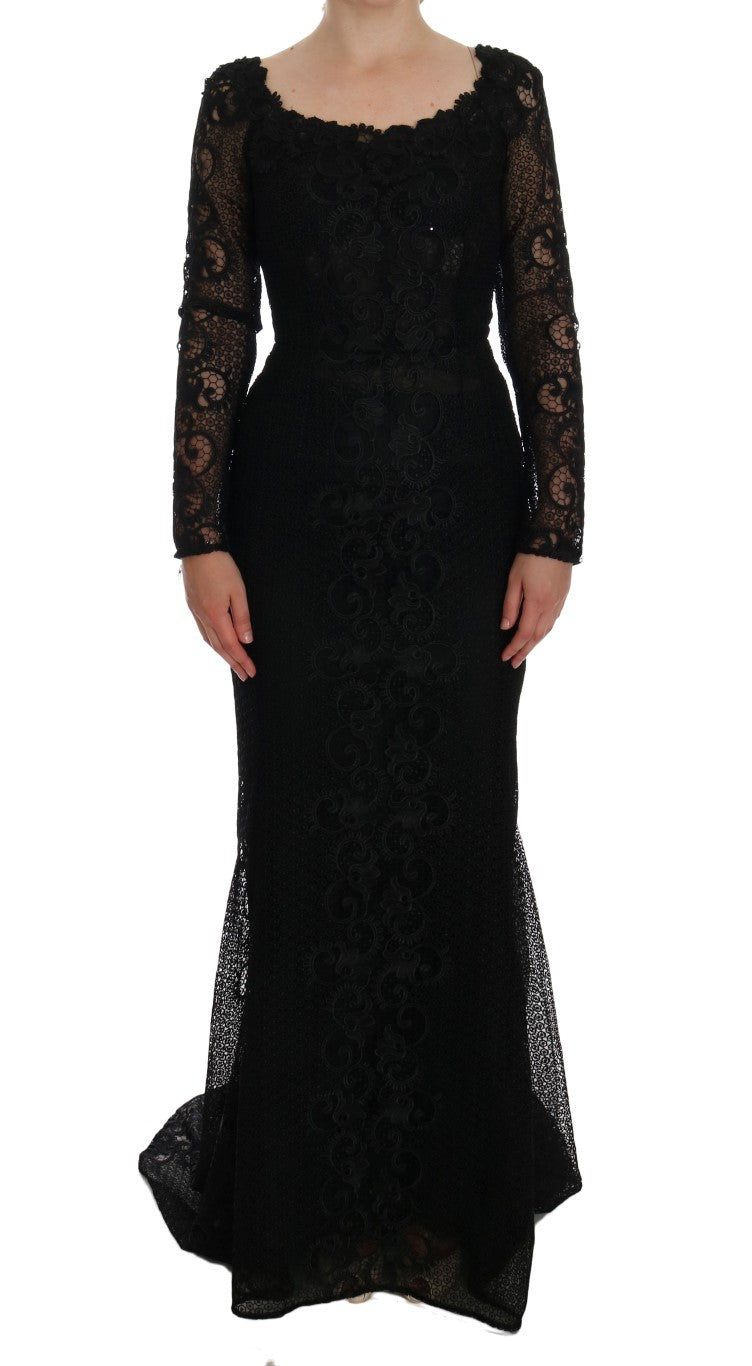 Elegante vestido largo negro de corte tubo