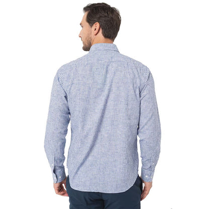 Camisa elegante de algodón a cuadros con logotipo bordado