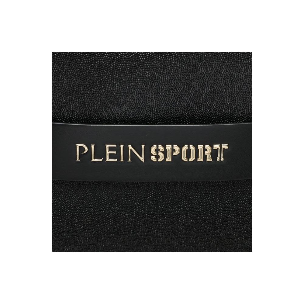 Bolso elegante de ébano con detalle de logotipo plateado
