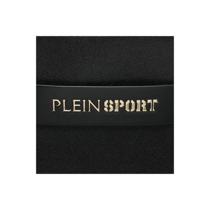 Bolso elegante de ébano con detalle de logotipo plateado