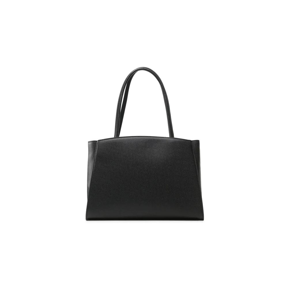 Bolso elegante de ébano con detalle de logotipo plateado