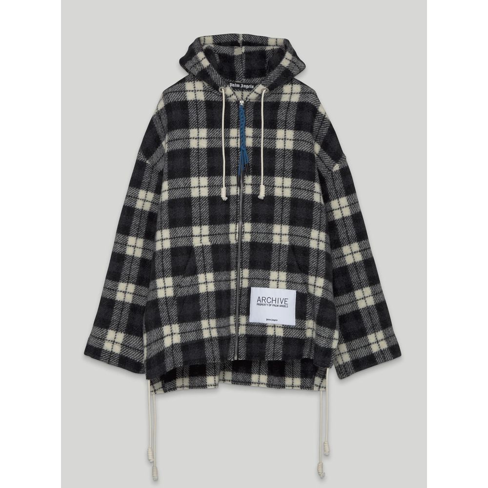 Chaqueta con capucha de cachemira negra para hombre