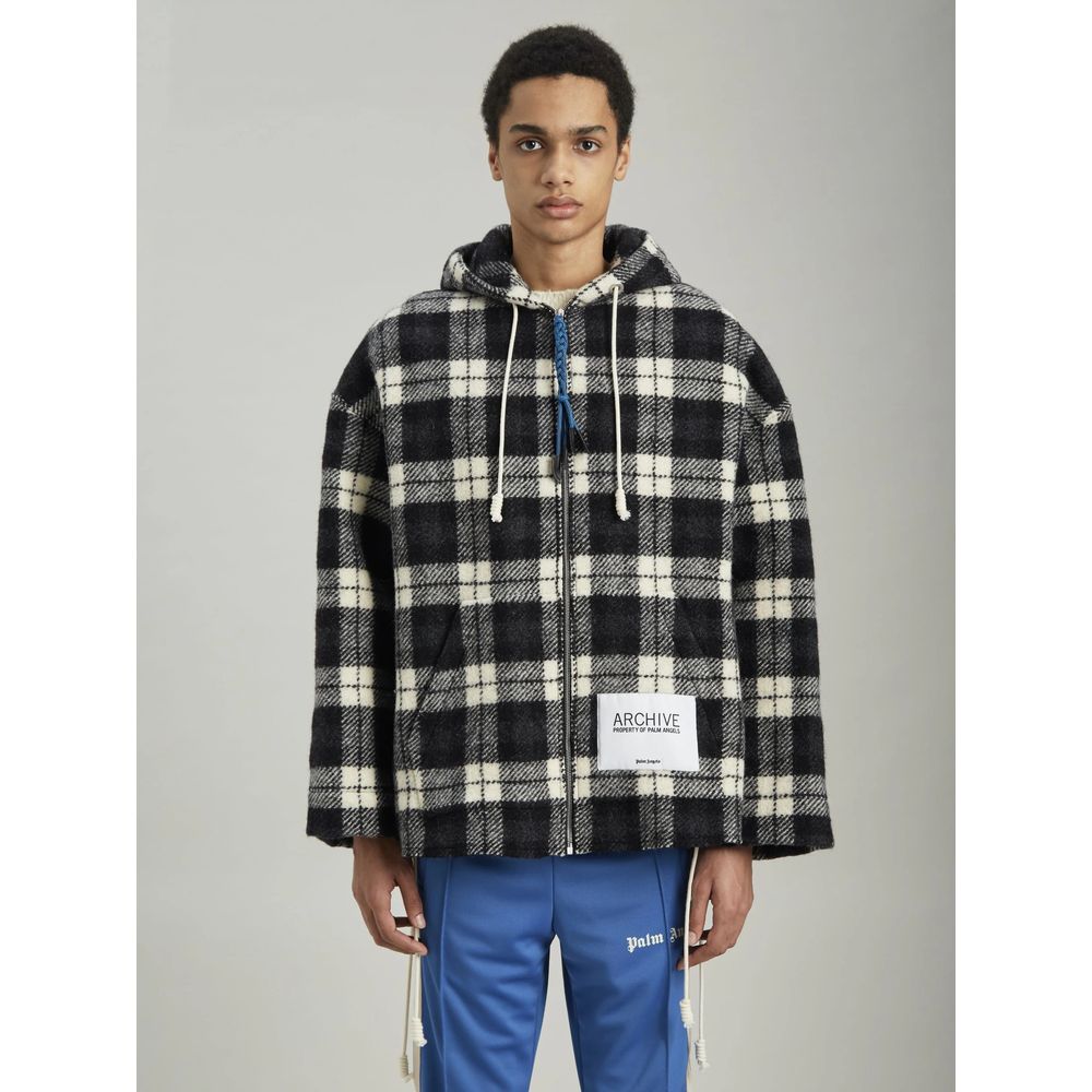 Chaqueta con capucha de cachemira negra para hombre