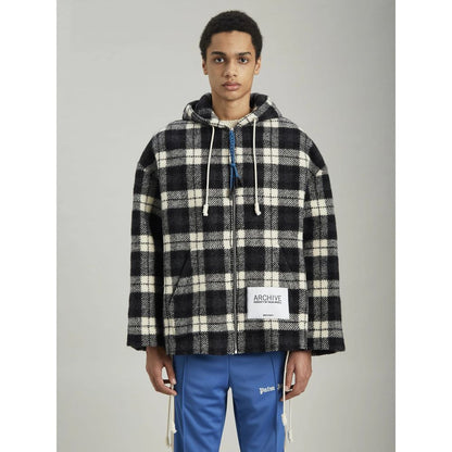 Chaqueta con capucha de cachemira negra para hombre