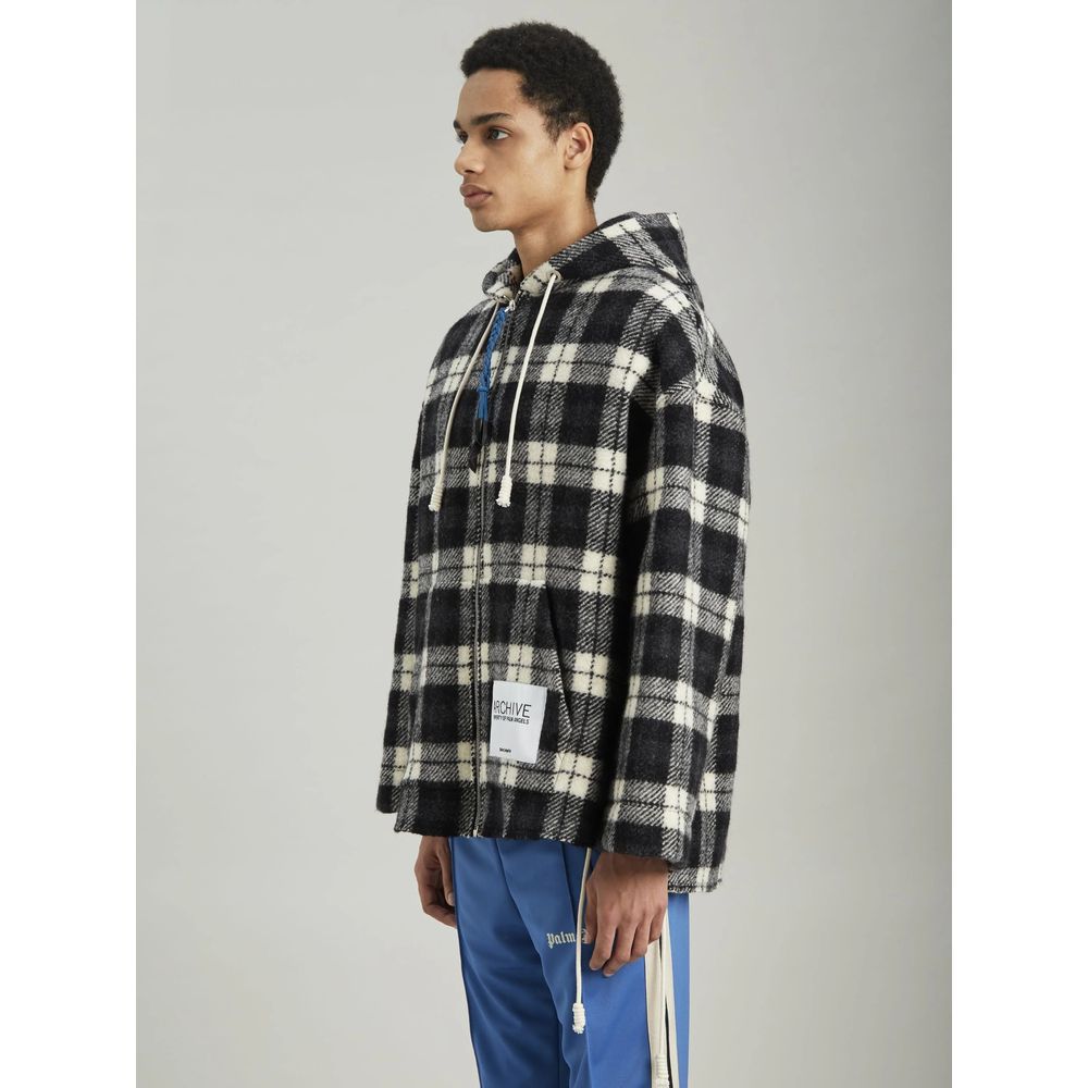 Chaqueta con capucha de cachemira negra para hombre