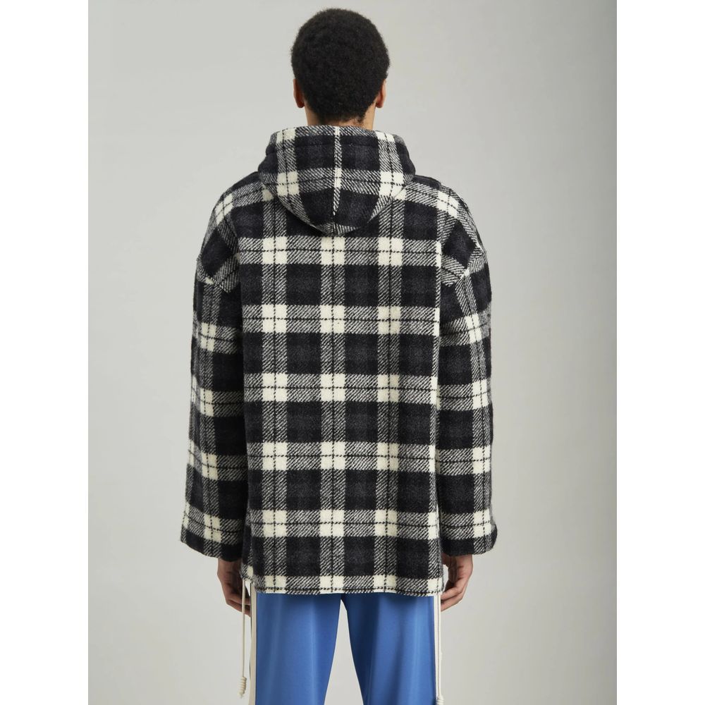Chaqueta con capucha de cachemira negra para hombre