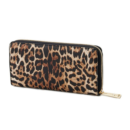 Sleek Designer Zipper Wallet with Gold Accents