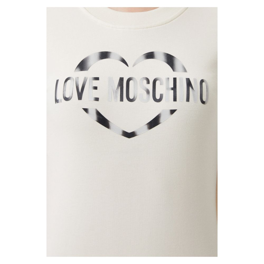 Vestido elegante de mezcla de algodón blanco con detalle de logotipo