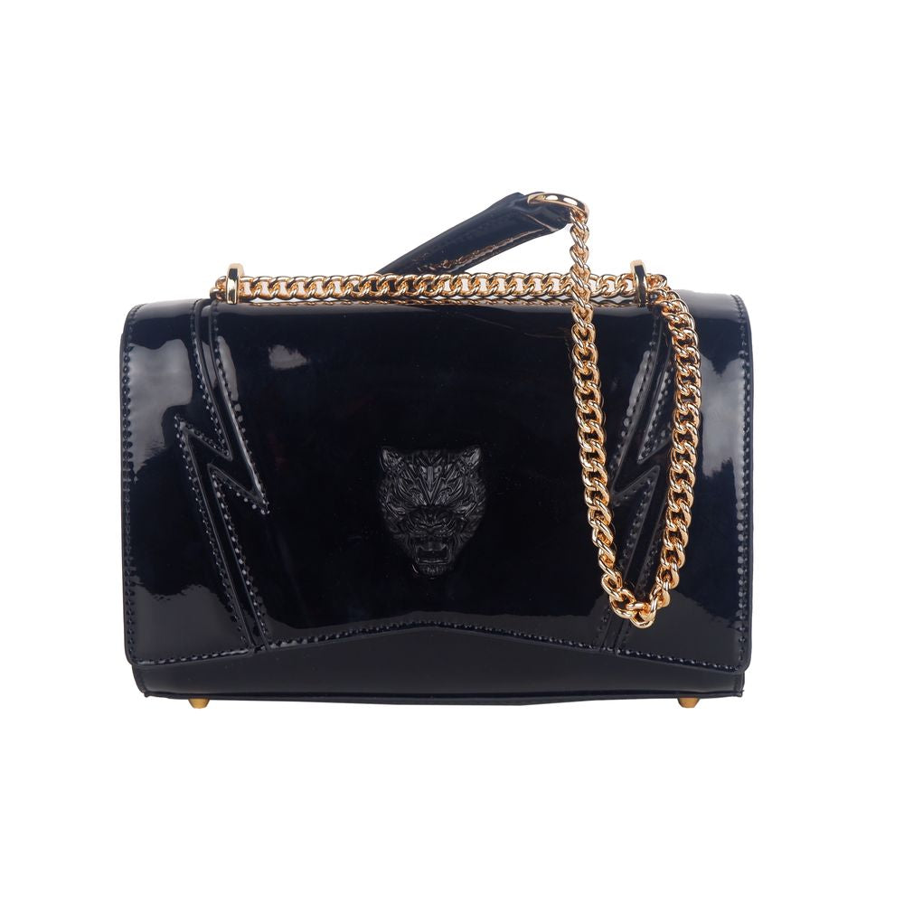 Bolso de hombro elegante con cadena y efecto charol