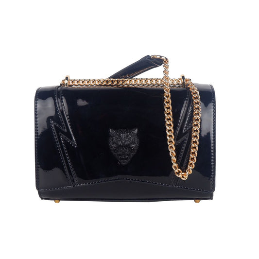 Bolso de hombro elegante con cadena y efecto charol