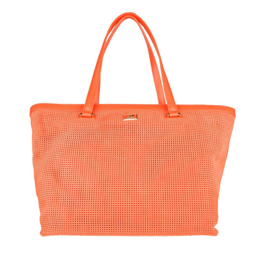 Bolso de mano para mujer de piel de becerro naranja