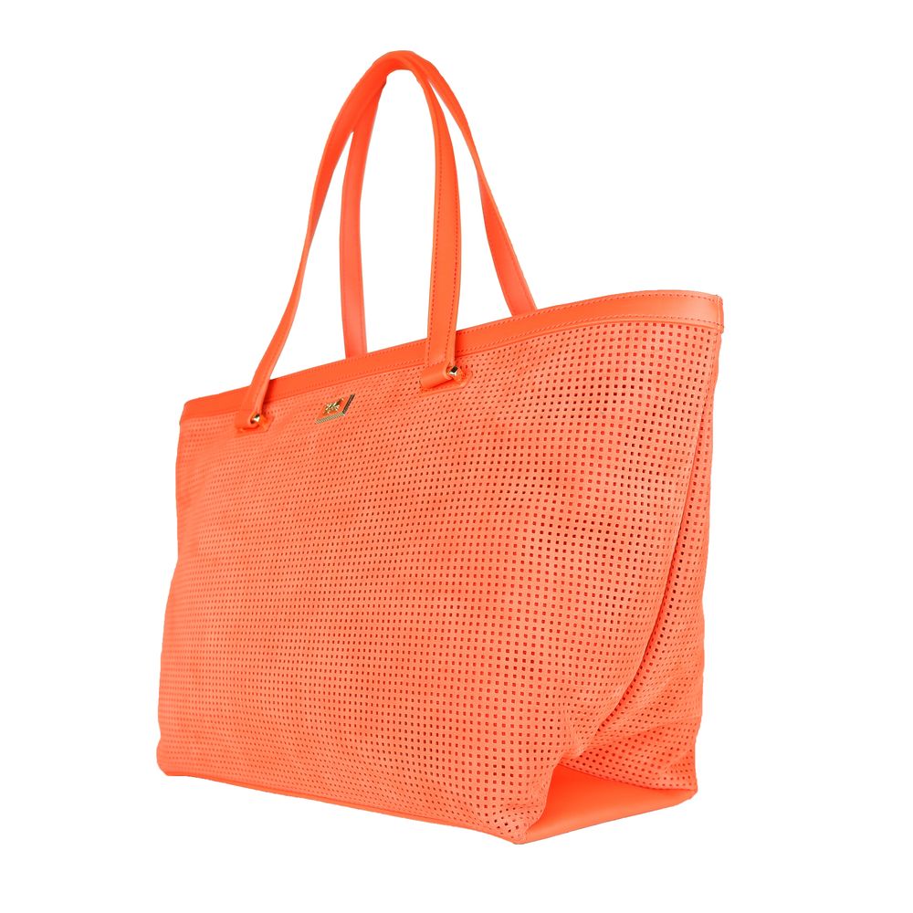 Bolso de mano para mujer de piel de becerro naranja