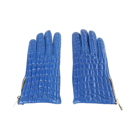 Guante de piel de cordero azul para mujer