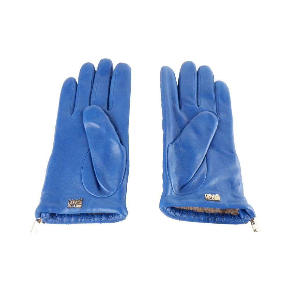 Guante de piel de cordero azul para mujer