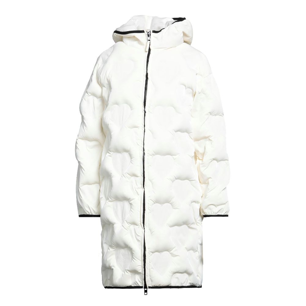 Chaqueta larga de plumas con corazón acolchado elegante