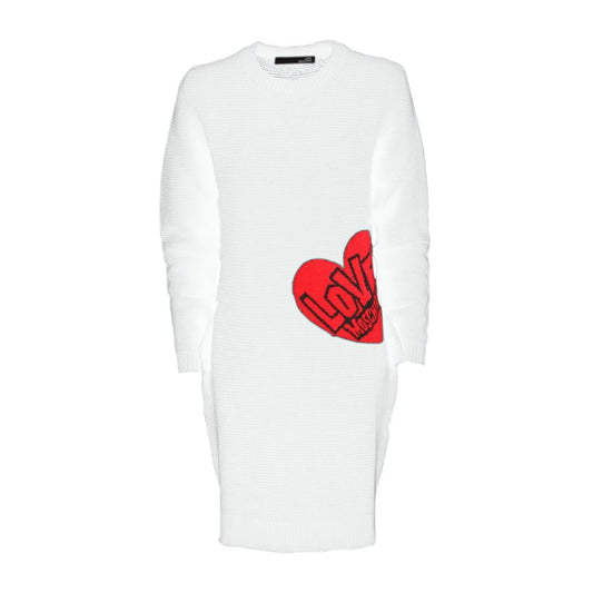Vestido de punto elegante con estampado de corazones en blanco