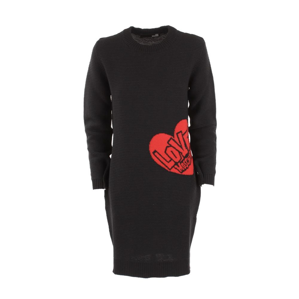 Vestido de punto de mezcla de lana con estampado de corazones chic