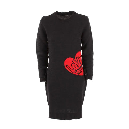 Vestido de punto de mezcla de lana con estampado de corazones chic