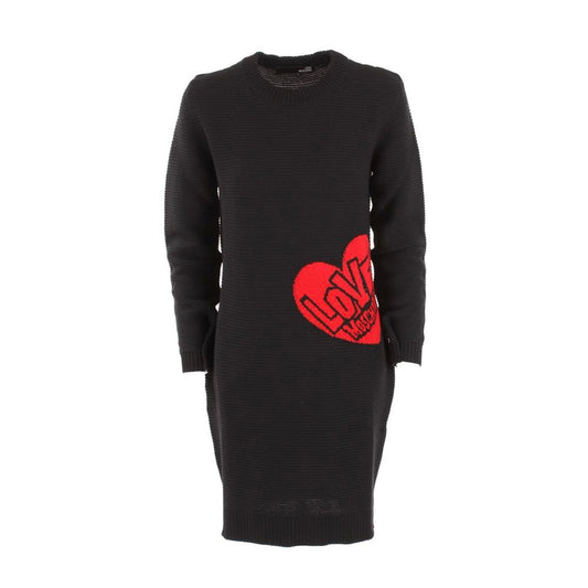 Vestido de punto de mezcla de lana con estampado de corazones chic