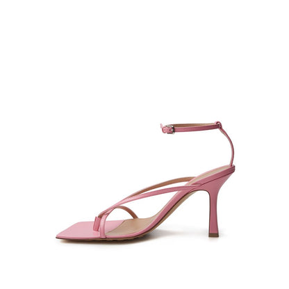Elegantes sandalias de cuero rosa para un estilo sofisticado