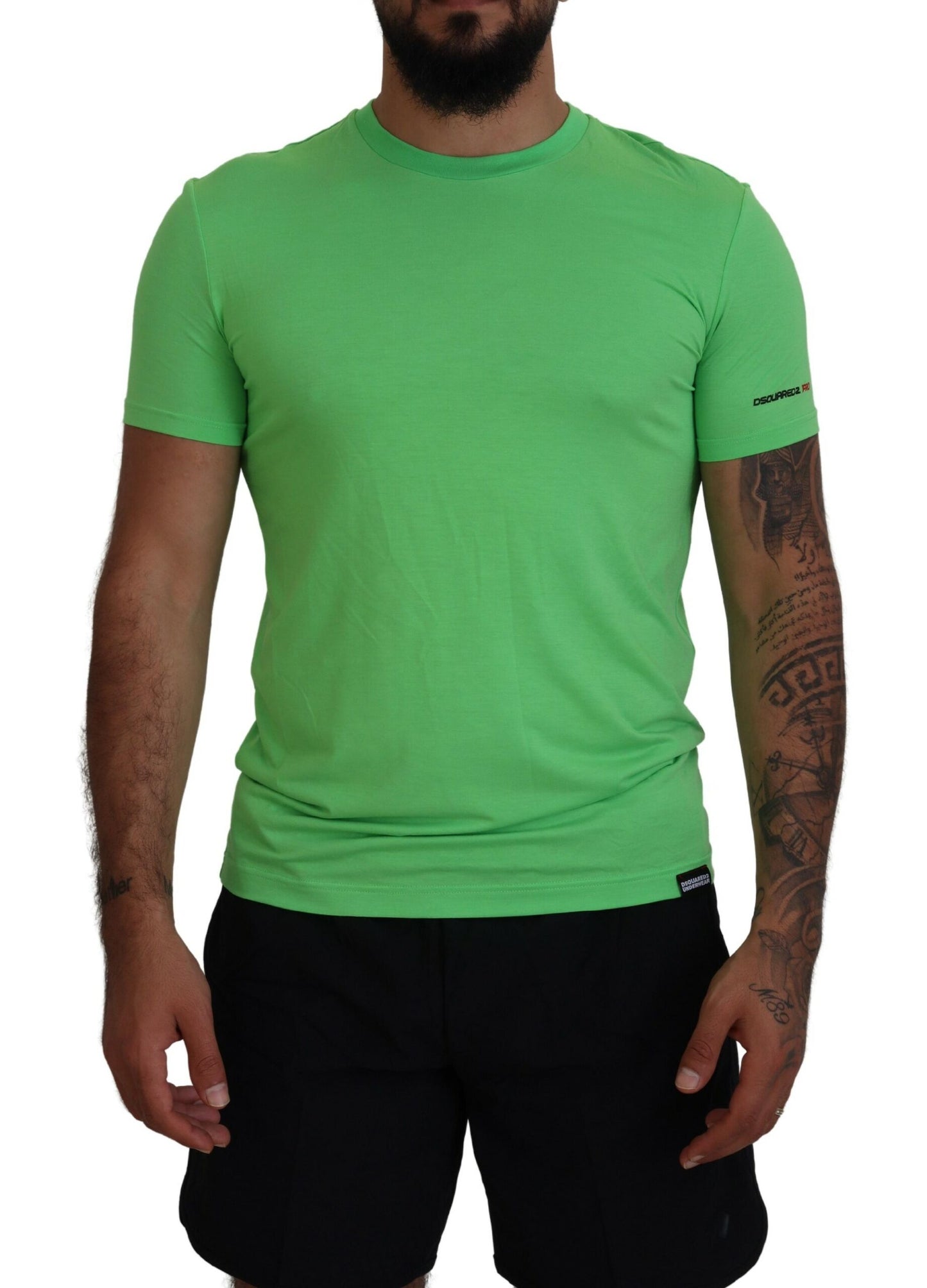 Camiseta de cuello redondo de manga corta de modal verde