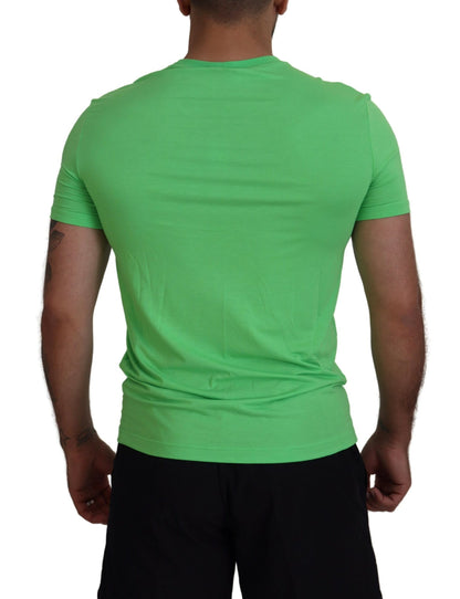 Camiseta de cuello redondo de manga corta de modal verde
