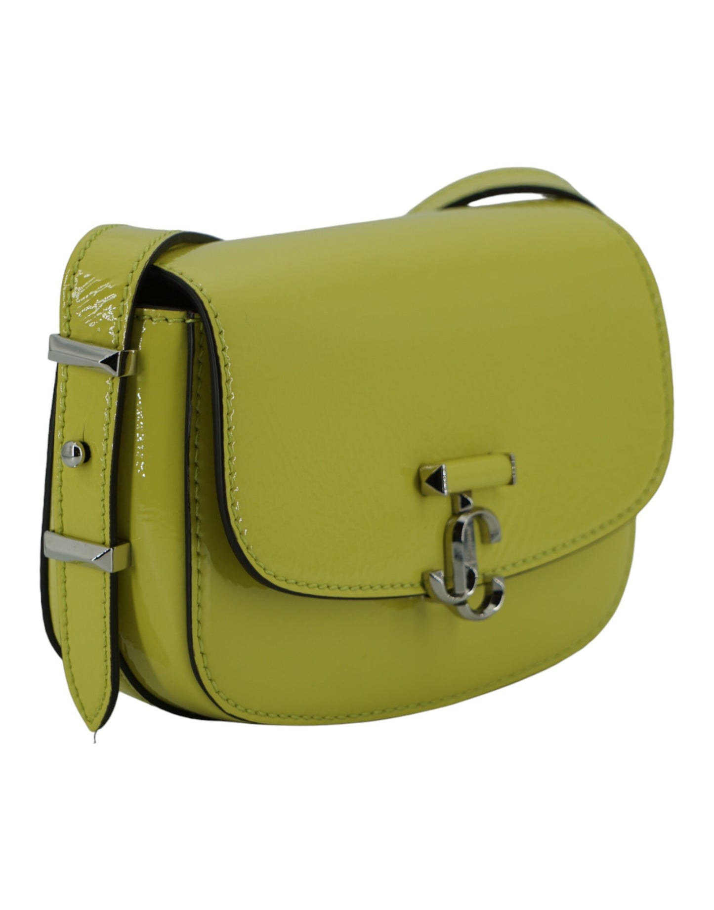 Bolso de hombro pequeño de piel color amarillo lima