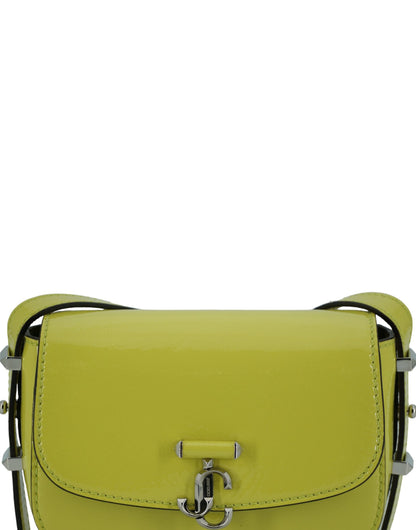 Bolso de hombro pequeño de piel color amarillo lima