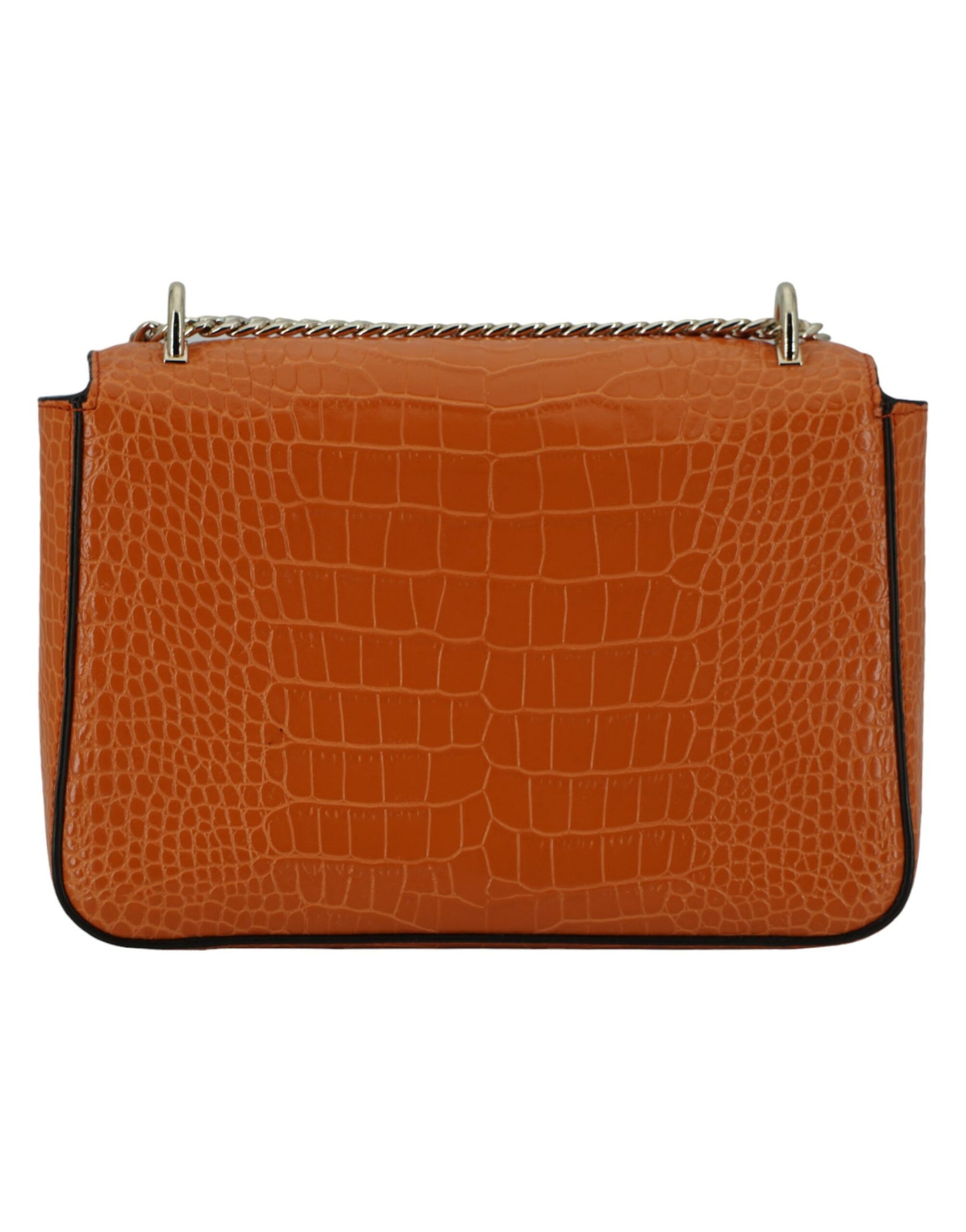 Bolso de hombro de piel color naranja ámbar