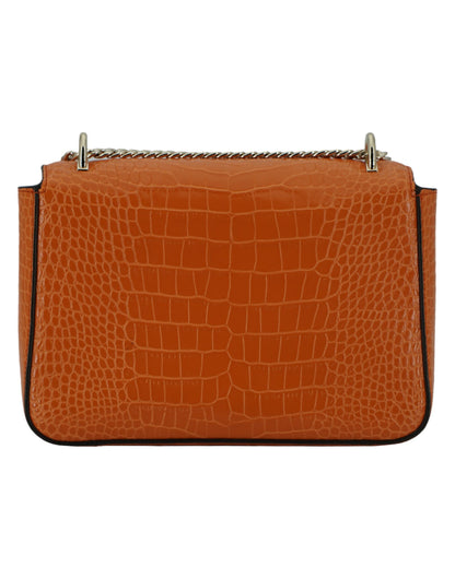 Bolso de hombro de piel color naranja ámbar