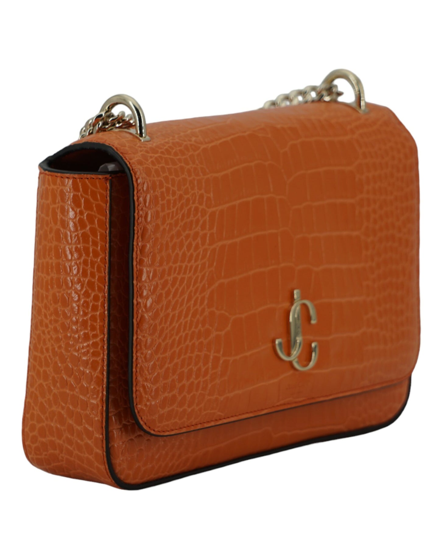 Bolso de hombro de piel color naranja ámbar