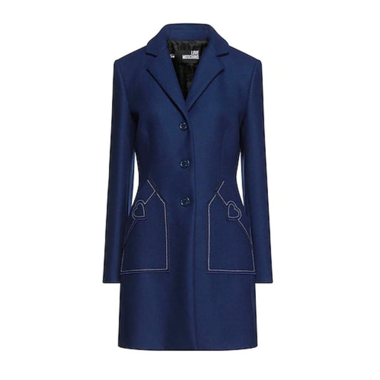 Abrigo de lana azul para mujer