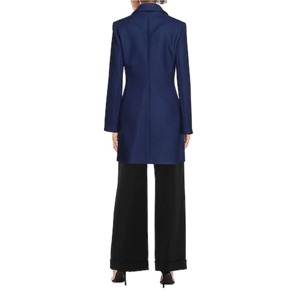 Abrigo de lana azul para mujer