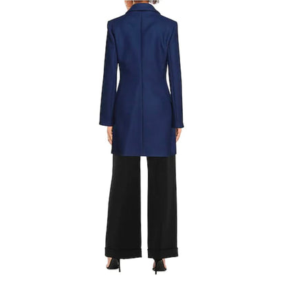 Abrigo de lana azul para mujer
