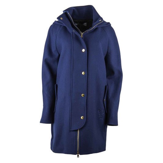 Abrigo de lana azul para mujer