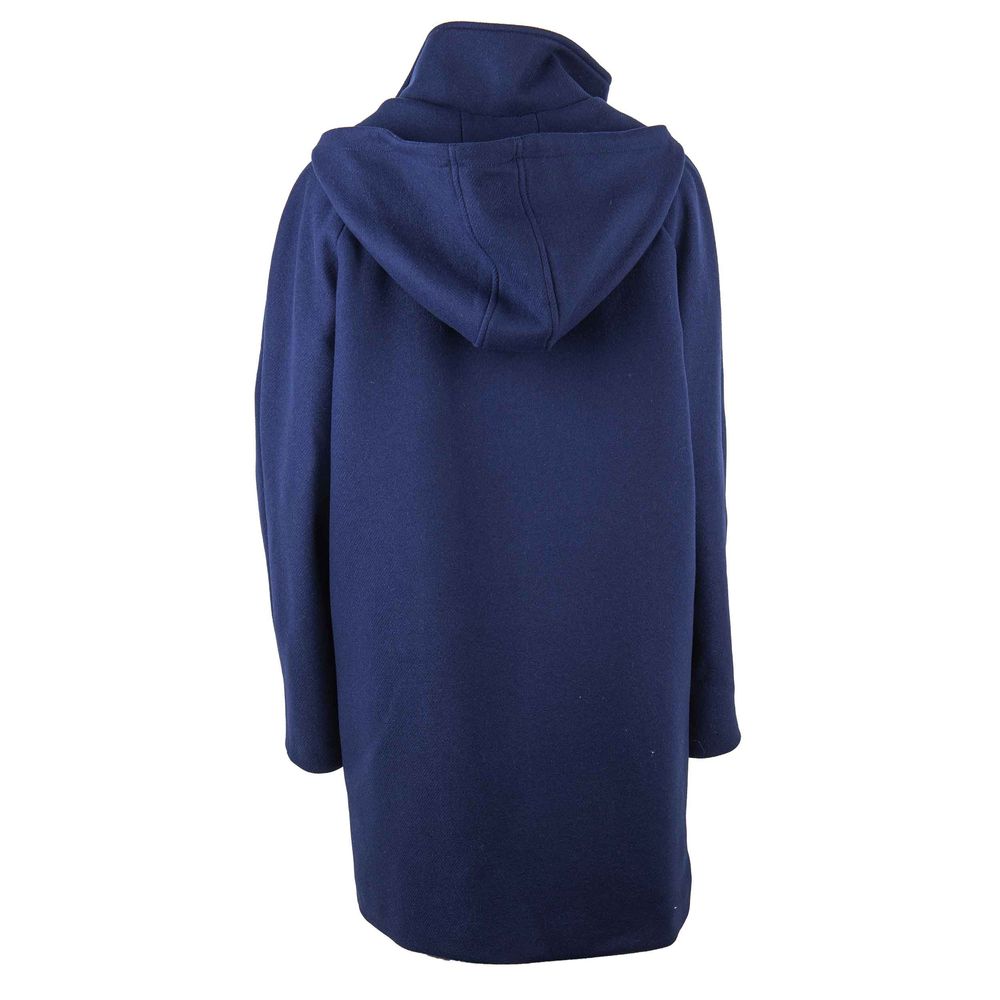 Abrigo de lana azul para mujer