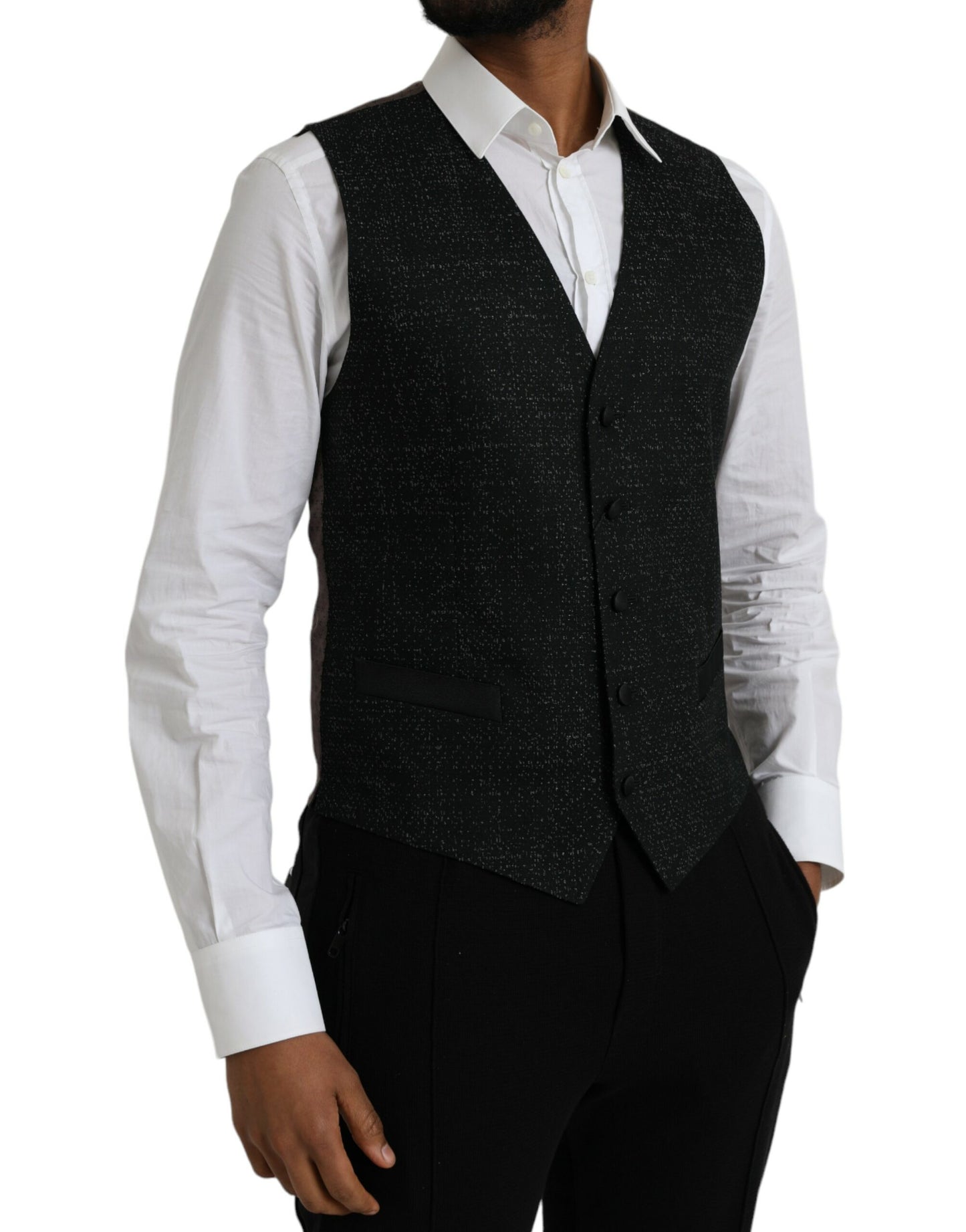 Chaleco formal de seda marrón y negro
