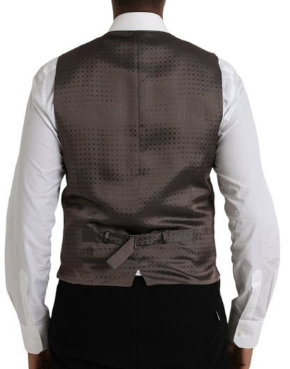 Chaleco formal de seda marrón y negro