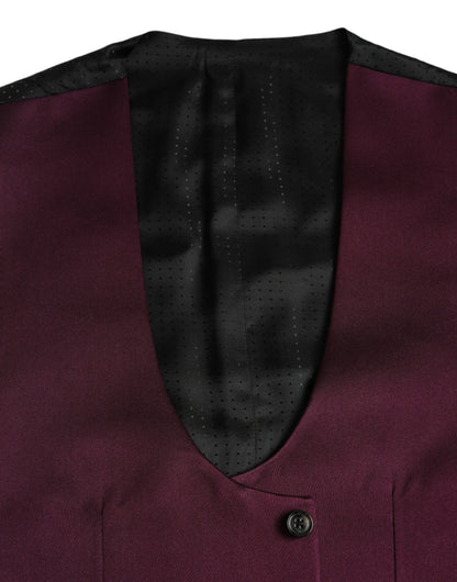 Vestido formal con chaleco de seda satinada color granate