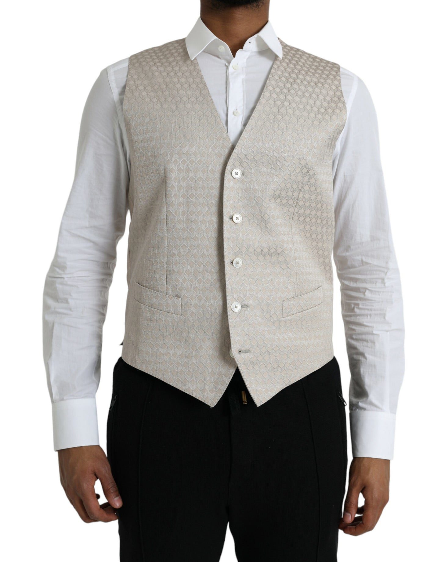 Chaleco formal de algodón blanco roto