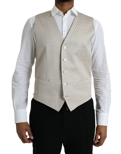 Chaleco formal de algodón blanco roto