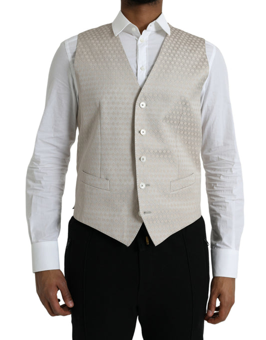 Chaleco formal de algodón blanco roto