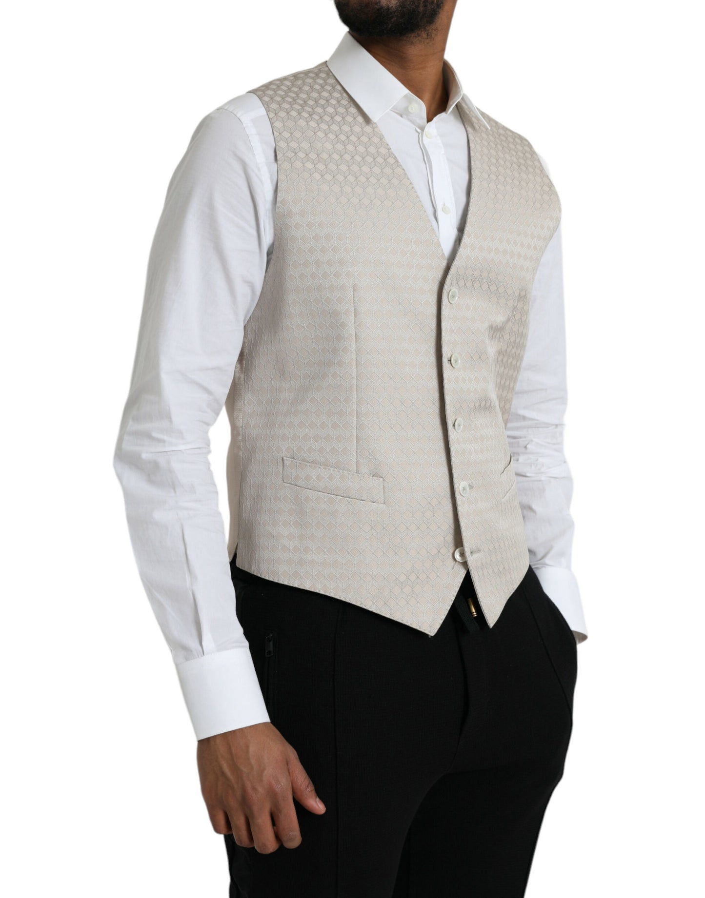 Chaleco formal de algodón blanco roto