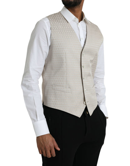 Chaleco formal de algodón blanco roto