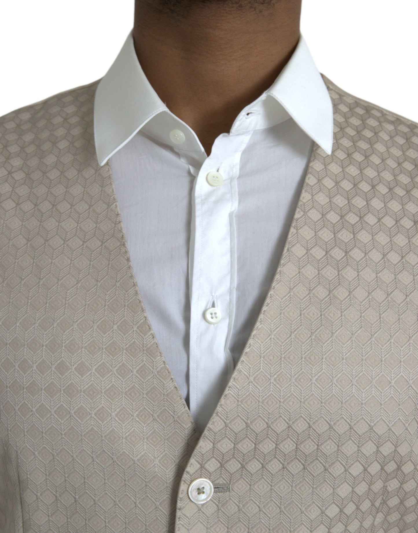Chaleco formal de algodón blanco roto