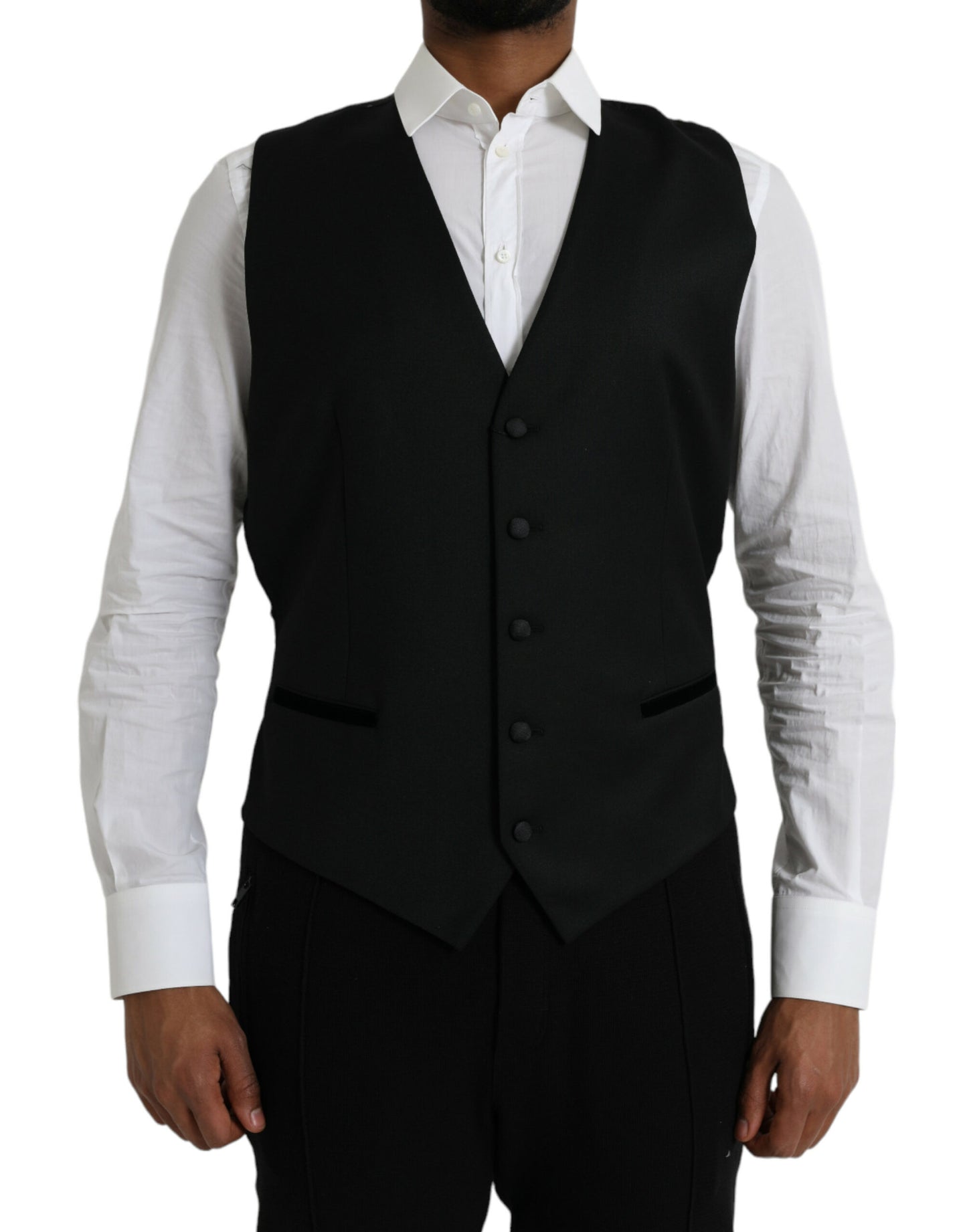 Chaleco de seda negro para vestir y formal
